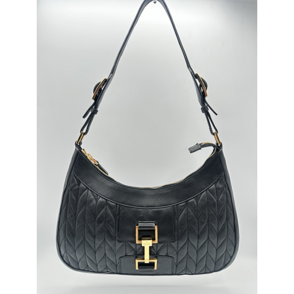 Gucci Jackie 1961 Quilted Calfskin Hobo Bag Black Leather 2000s Shoulder Bag